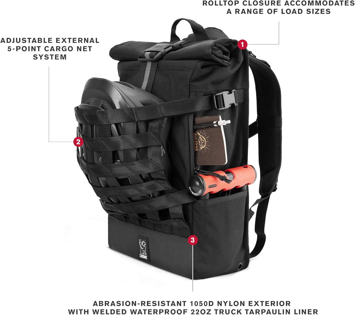 Chrome Industries Pro Barrage Waterproof Roll-Top Satchel Backpack Black Black