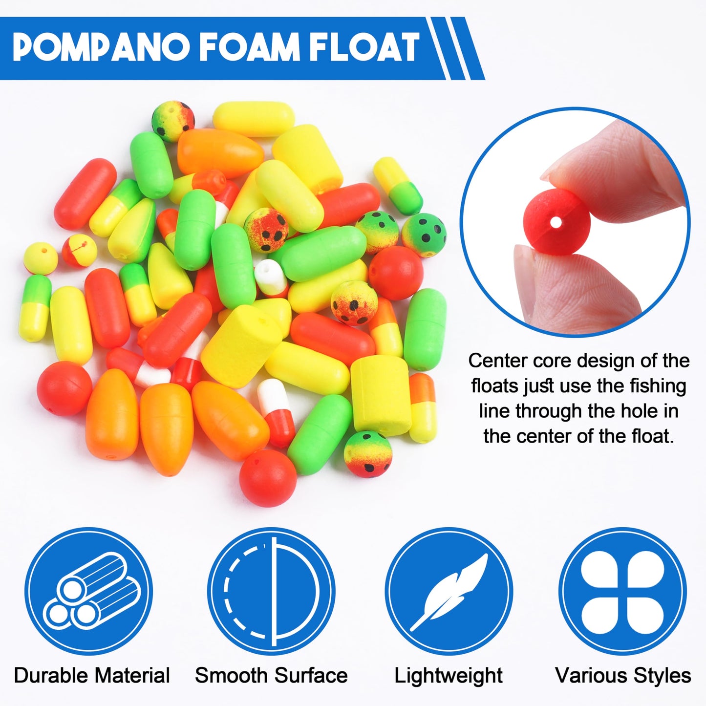 165pcs Pompano Rig Kit, Foam Snell Floats and Beads Surf Fishing Live Bait Walleye Rig Making Accessories or Trout Catfish Walleye