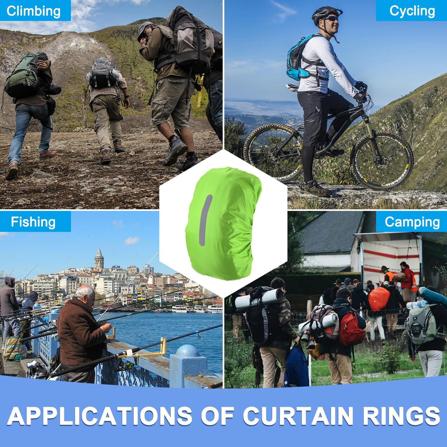 GLOKUUCA Waterproof Backpack Rain Cover - Non-Slip Backpack Cover Hi-Visibility with Vertical Reflective Strap Fits for 30-40L Bag for Biking Outdoor Traveling - S, Lawn Green