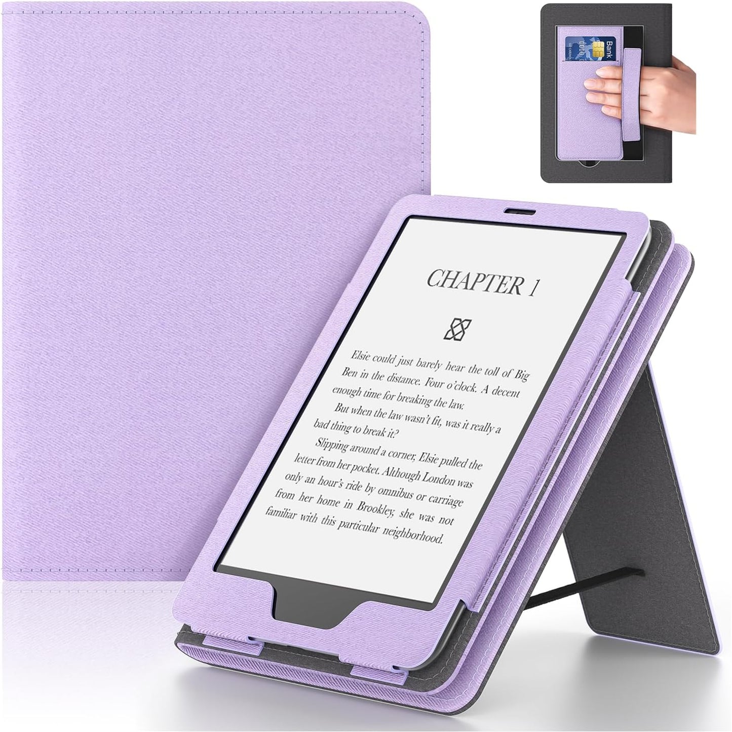 Lainergie Ebook Case with Stand and Hand Strap,Incompatible Alcatel TCL, Light Purple
