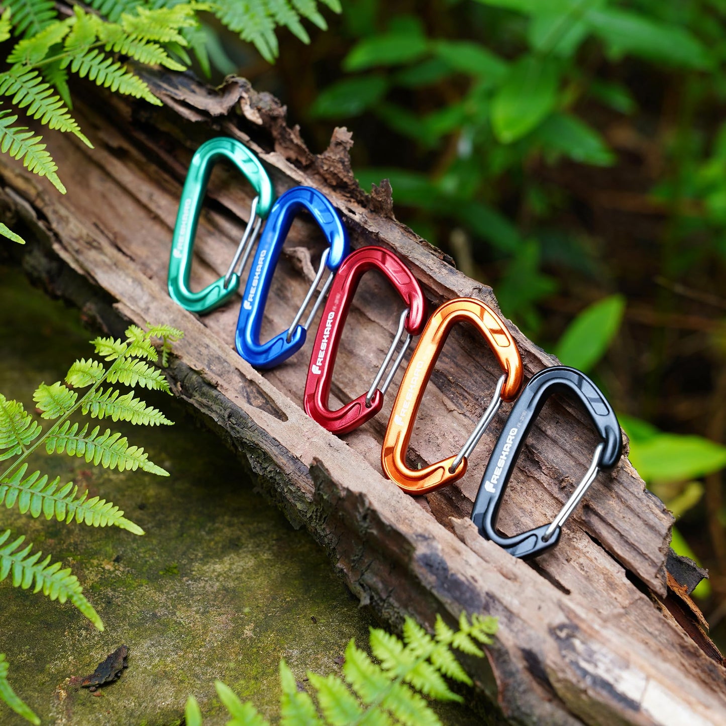 FresKaro Wiregate Carabiner Clip, 15kN Wire Gate Caribeener Heavy Duty, Caribeaner Spring Snap Hook, Strong, Lightweight, 5Pack for one of Each Color,Keychain, Key, Gym, Dog Collar, Outdoor Camping