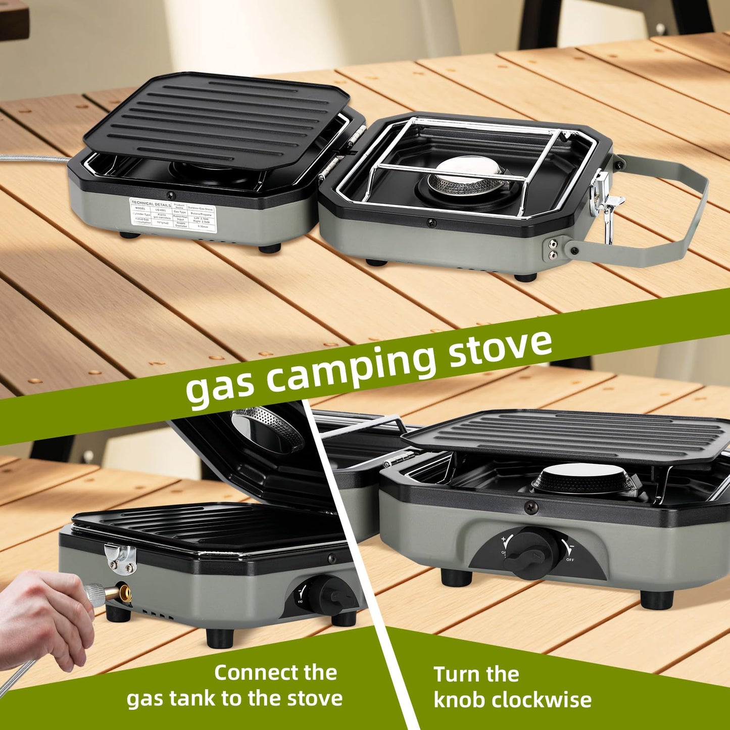 2 Burner Folding Camping Stove with Griddle,Portable Folding Camp Stove with 2 adjustable burners ,Camping stove for camping, propane stove for camping,2 burner camping stove foldable