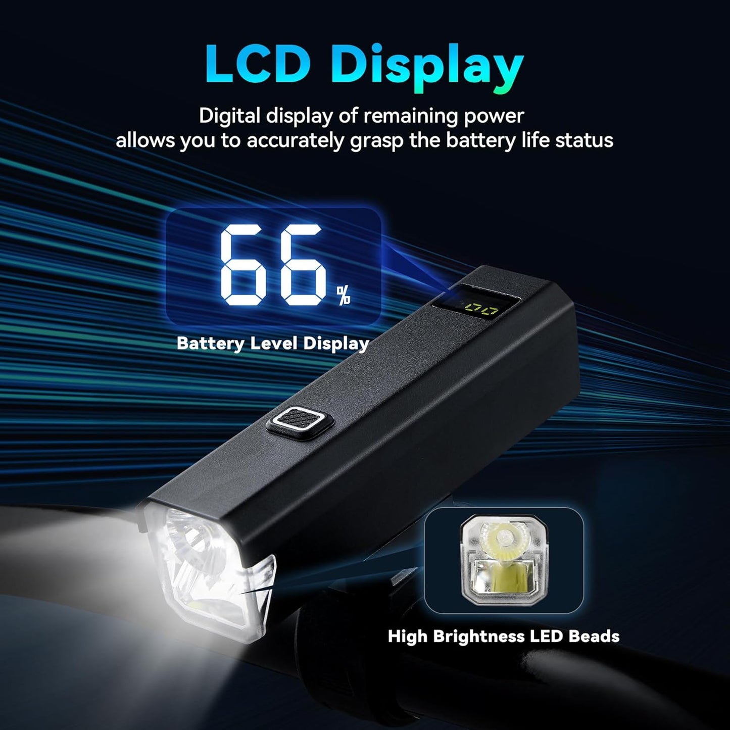 2 Packs Bike Light Set Super Bright Focus Adjustable Front Headlight and Rear LED Mountain Bicycle Light, Mount Included JB866