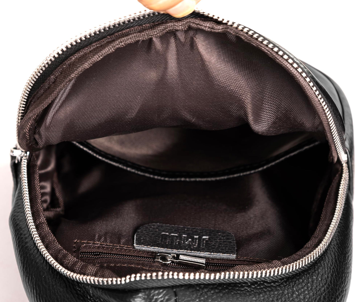 JMW Sling Bag for Men and Women Genuine Leather Crossbody Fanny Packs Chest Bag Backpack Daypack Black