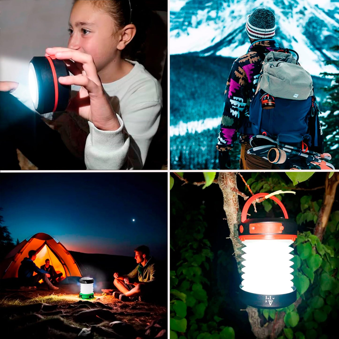 Asaeh Solar Camping Lantern - LED Lanterns for Power Outages, Camping Lights, Emergency Flashlight - Collapsible Lamp, Rechargeable W/ Solar or Plug