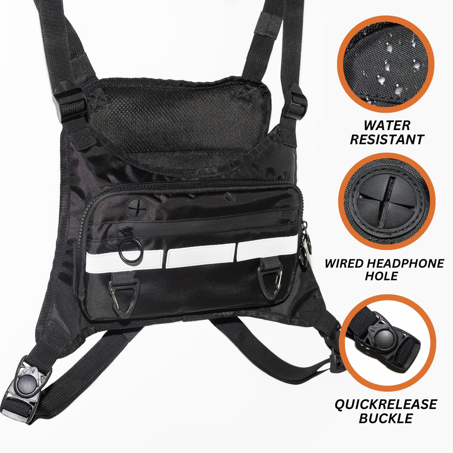 KeepItOrg Chest Bag for Men and Women – Running Vest with Reflective Strips – Tactical Chest Rig for Sports, Cycling, Workout, Hiking – Lightweight and Water-Resistant Chest Pack with Phone Holder