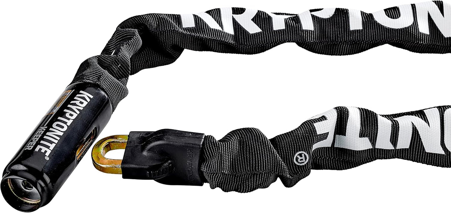 Kryptonite Keeper 712 Bike Chain Lock, 4 Feet Long Heavy Duty Anti-Theft Bicycle Chain Lock with Keys for Bike, Motorcycle, Scooter, Bicycle, Door, Gate, Fence,Black