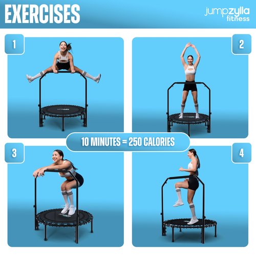 Jumpzylla Fitness Trampoline 40"| Foldable Mini Rebounder Trampoline for Adults with Bar | Durable, Quiet, Low-Impact Exercise Equipment for Indoor and Home Workouts (450 LBS Capacity)