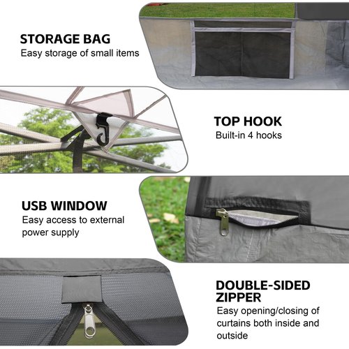 Canopy Universal Mosquito Netting Tent, Converts 10'x10' Canopy Gazebo into Camping Inner Tent, Screen House Camping Cube with Full PE Floors for Patio, Outdoor, Garden and Backyard.(Black)