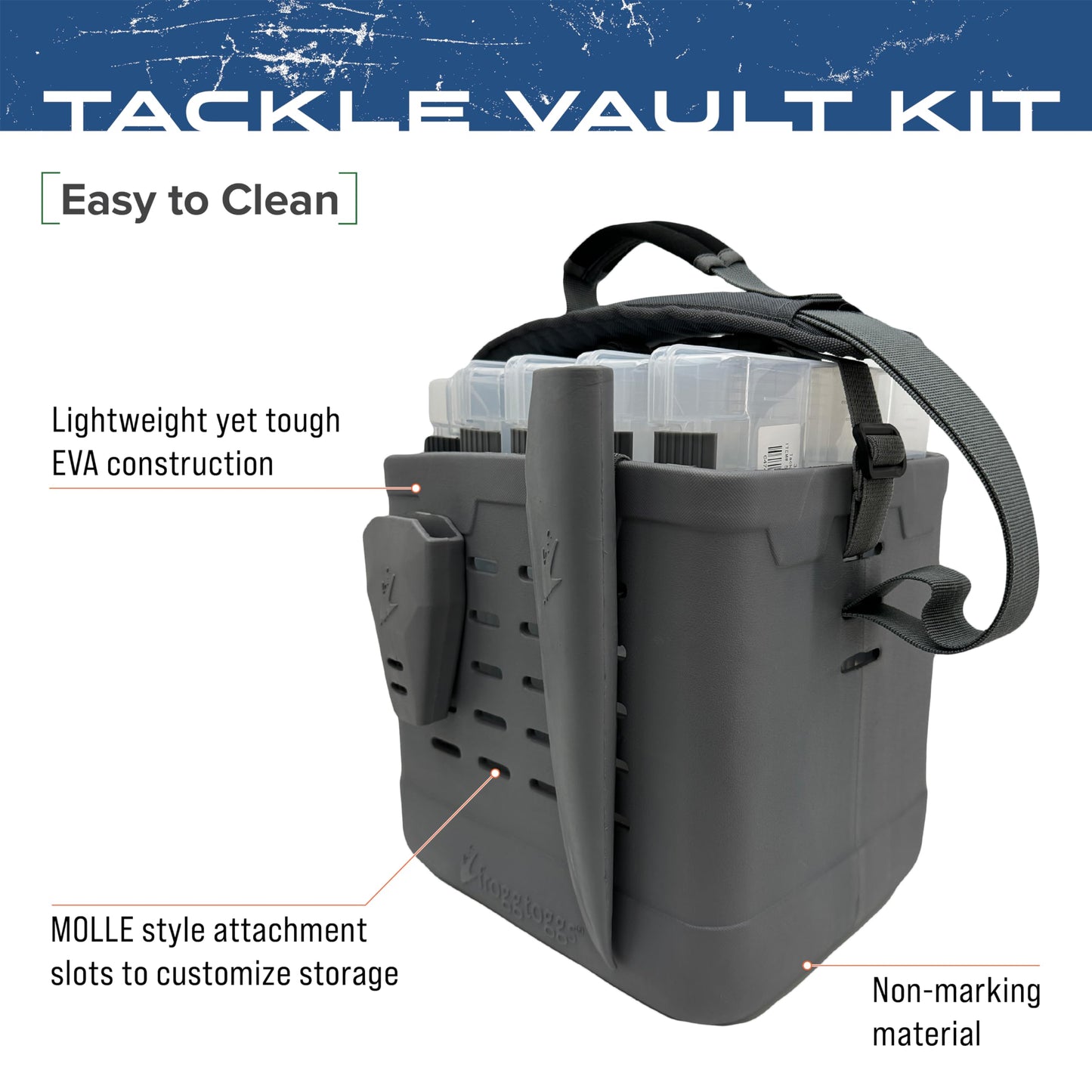 FROGG TOGGS EVA Tackle Vault Tote, Lightweight Customizable Tackle Bag with Accessories