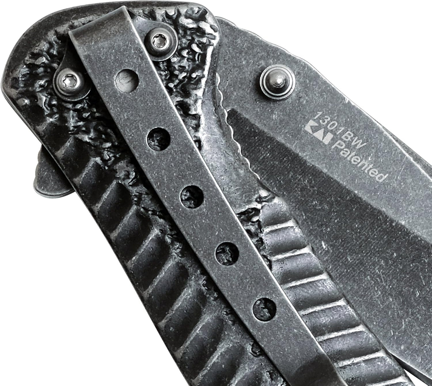 Kershaw Starter Folding Pocket Knife (1301BW); 4Cr14 Steel Blade With Black-Oxide BlackWash Finish, SpeedSafe Assisted, Single-Position Deep Carry Clip; 3.5 oz., 3.5 In. Blade, 7.9 In. Overall Length