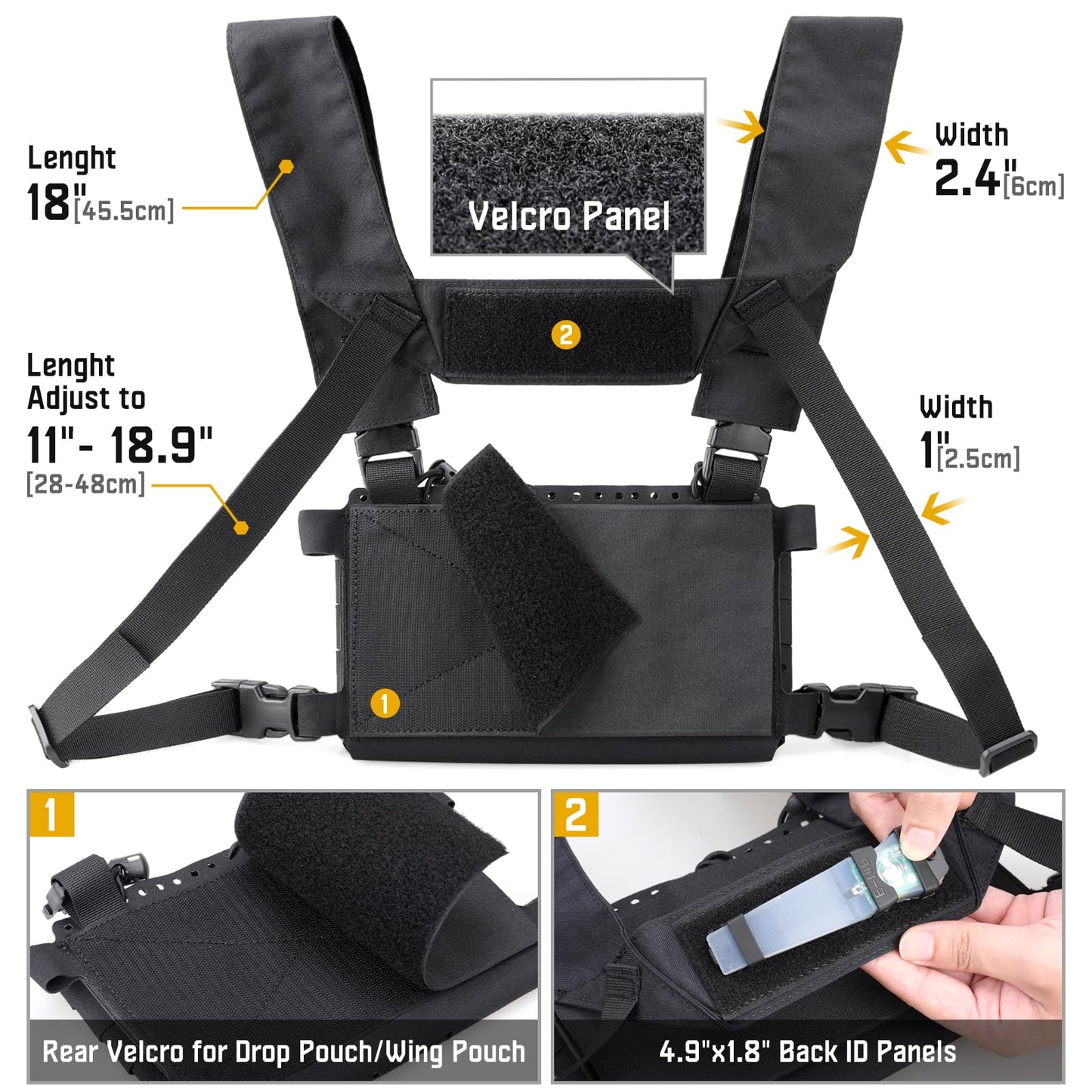 WYNEX Tactical Pouches Chest Pack Modular with Triple Magazine Insert, Molle Chest Rig Carrier
