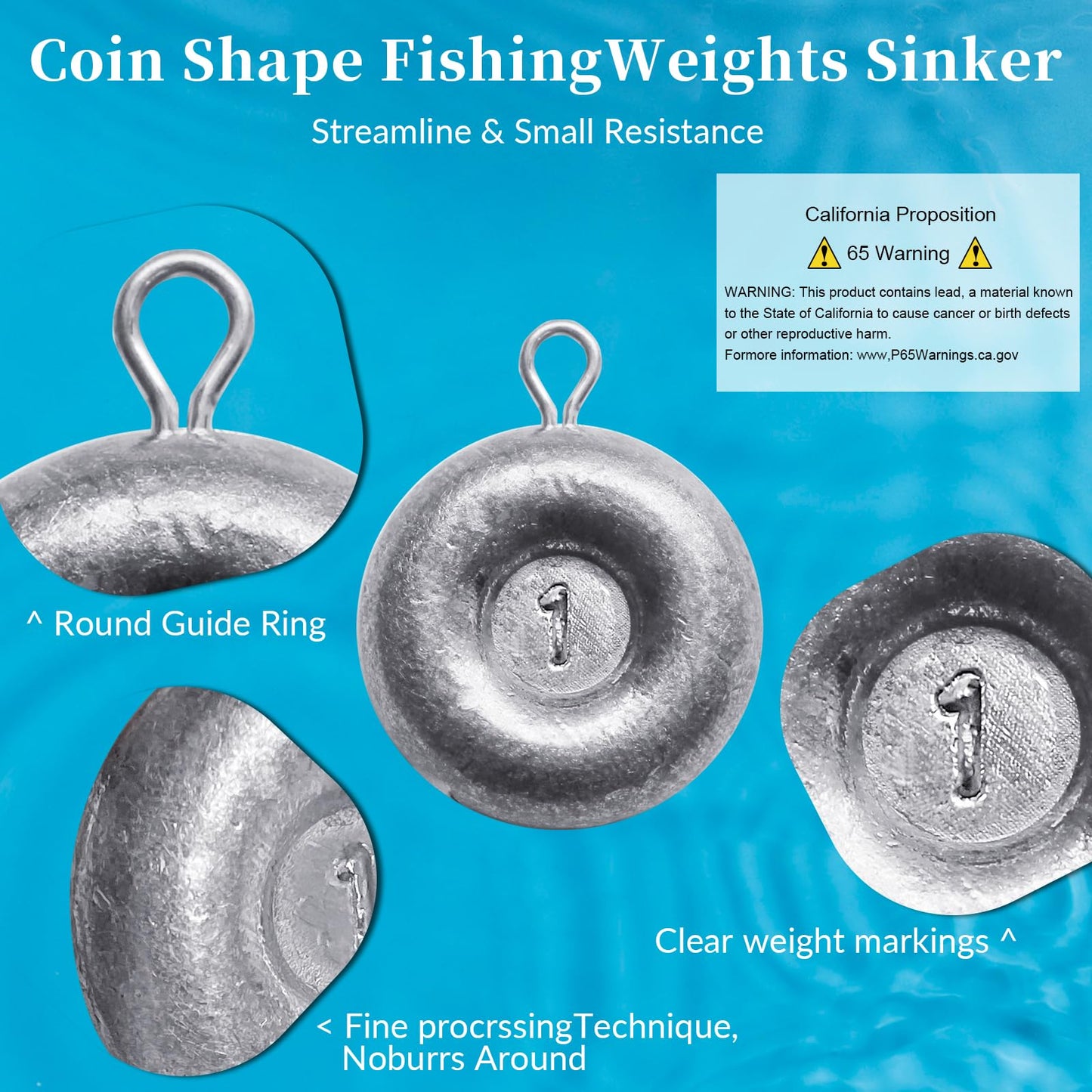 24pcs Sinkers Fishing Weights Coin Disc Sinker Fishing Sinkers Weights for Saltwater Trolling Catfishing Weight Sinker Fishing Tackle Gear (A-1oz-24pack)