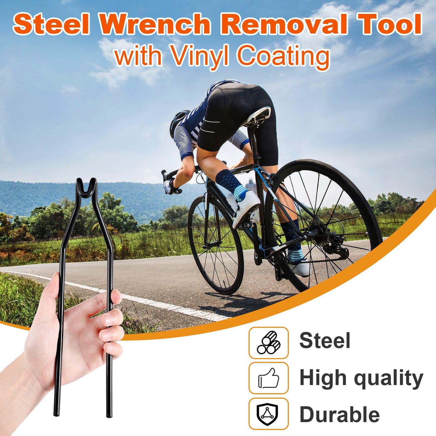 Leriton 2 Pcs Steel Wrench Removal Tool with Vinyl Coating Handguard Delta Ring Wrench Removal Tool for Delta Ring Removal Bike Repair