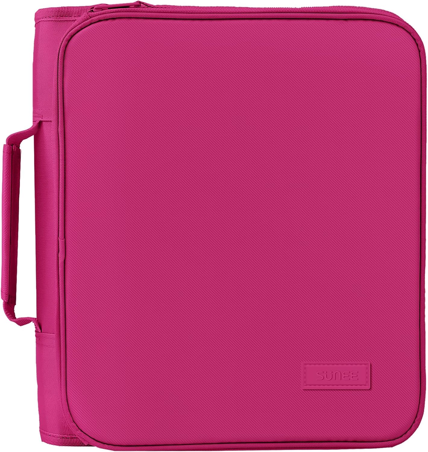 SUNEE Zippered Binder Bag with Handle, 2-Inch 3-Ring O-Ring, 500-Sheet Capacity, Includes Zip Pocket, 5-Tab Expanding File Folder, Multi-Pocket Organizer Binder for Middle School, Pink Lotus