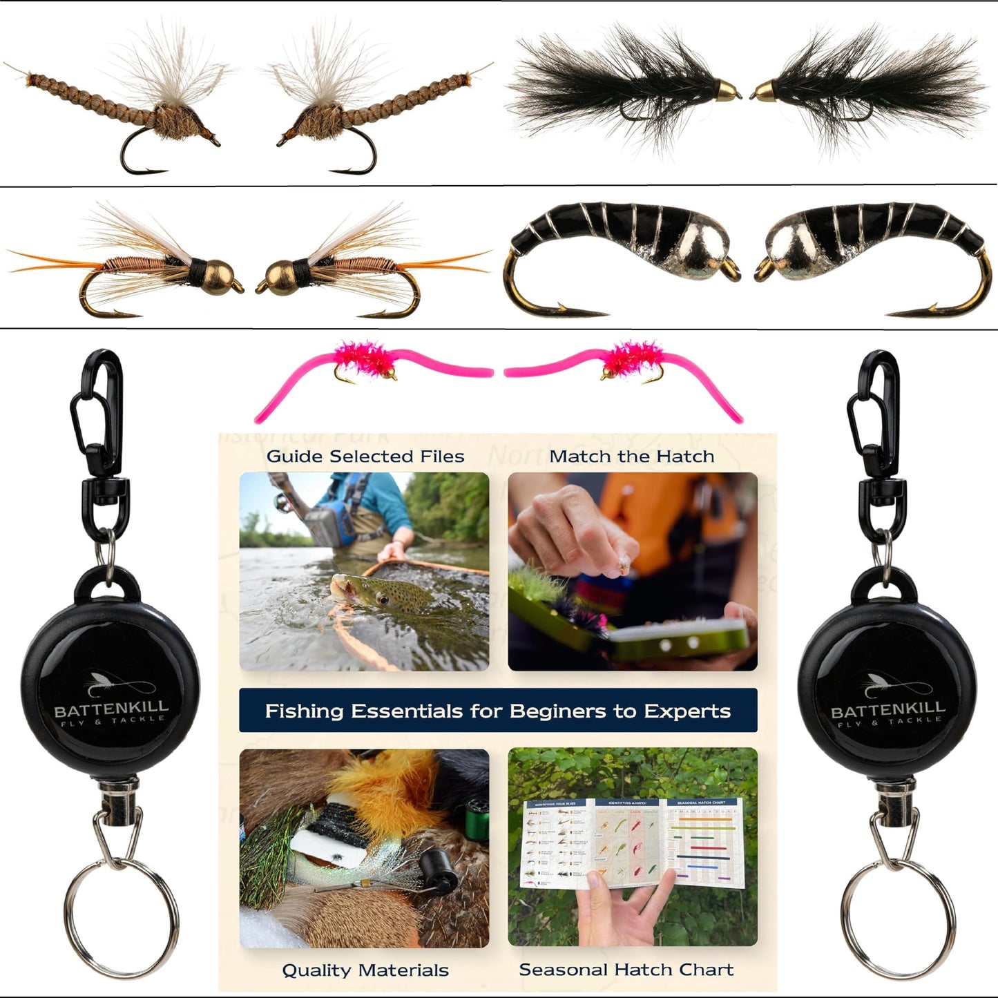 Fly Fishing Flies - Fly Fishing Accessories - Fishing Kit, Trout Lures, Topwater Bass Lures, Popper Fishing Lure, Freshwater Fishing Lures, Gear (Fly Box Plus 30 Premium Hand Tied Dry and Wet Flies)