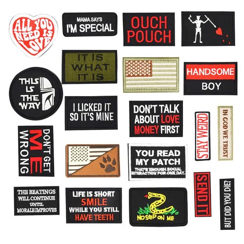 Snogisa 20Pcs Random Funny Flag Patch,Military Patches Set for Tactical Caps, Bags, Backpacks, Tactical Vest, Military Uniforms (20 Pieces)