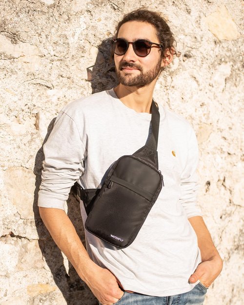 WATERFLY Mini Sling Crossbody Bag: Dual Pocket Small Shoulder Bag Lightweight Casual Phone Chest Bag Daypack for Travel
