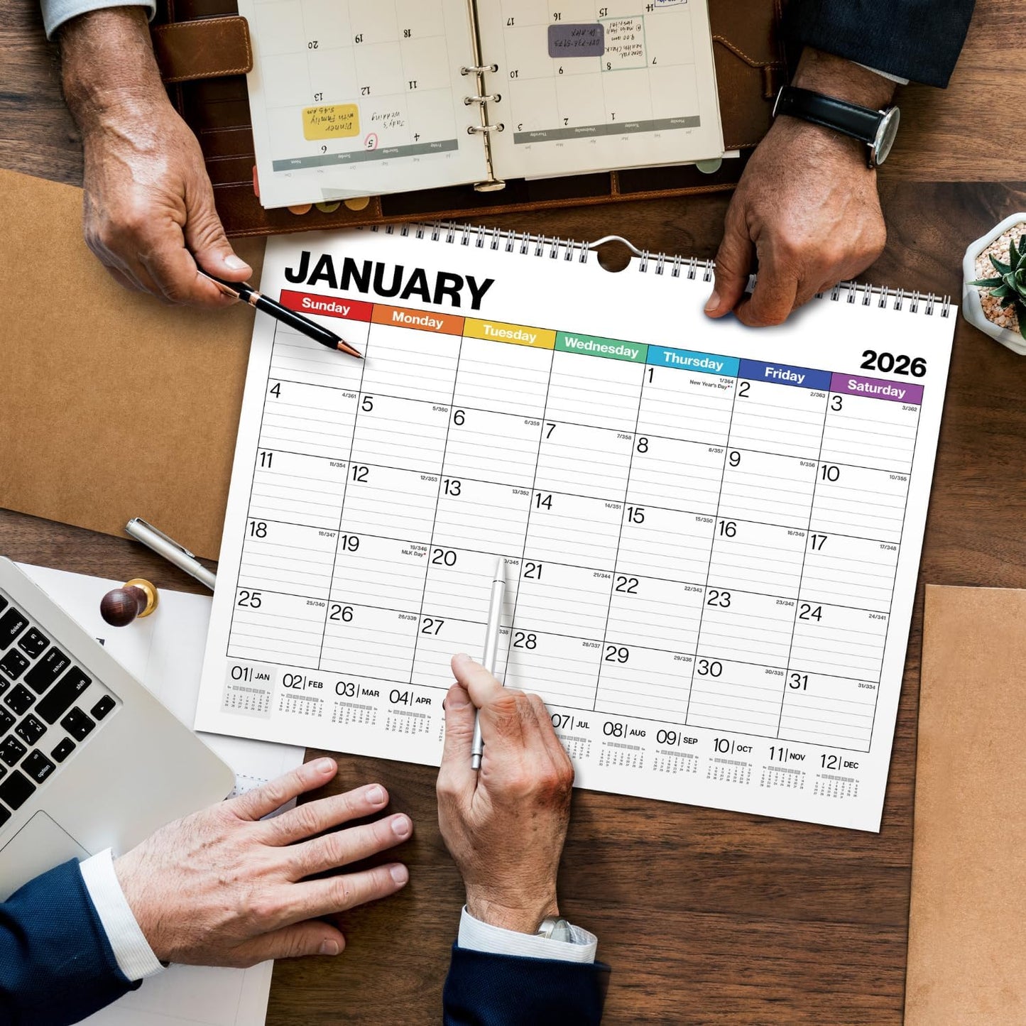 Dunwell 12x15 Wall Calendar 2025-2026 (Colorful), Use Now to Dec 2026, Large Lined 12 x 15 Monthly Calendar, Professional Styling for Home or Office, Premium Paper