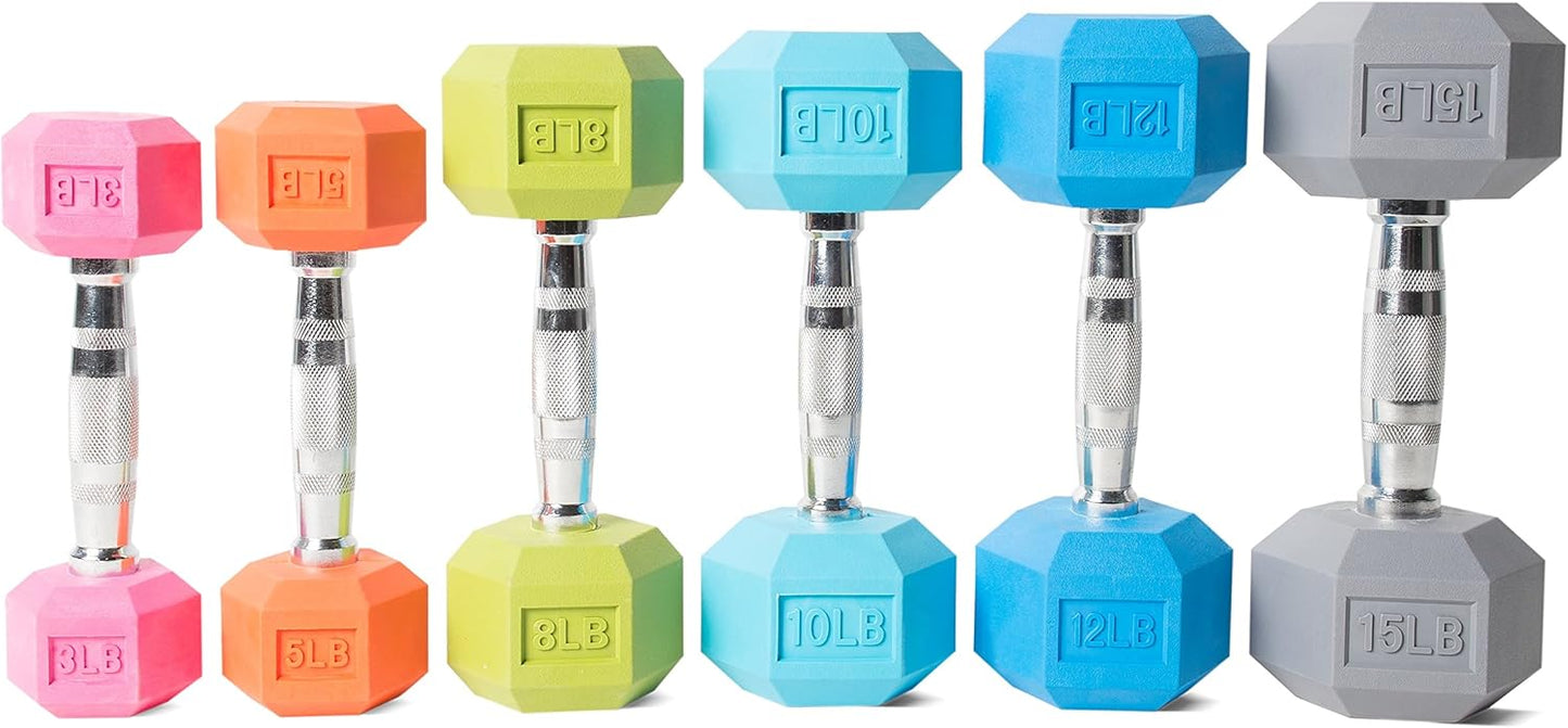 CAP Barbell Color Coated Hex Dumbbell Weights with Contoured Chrome Handle