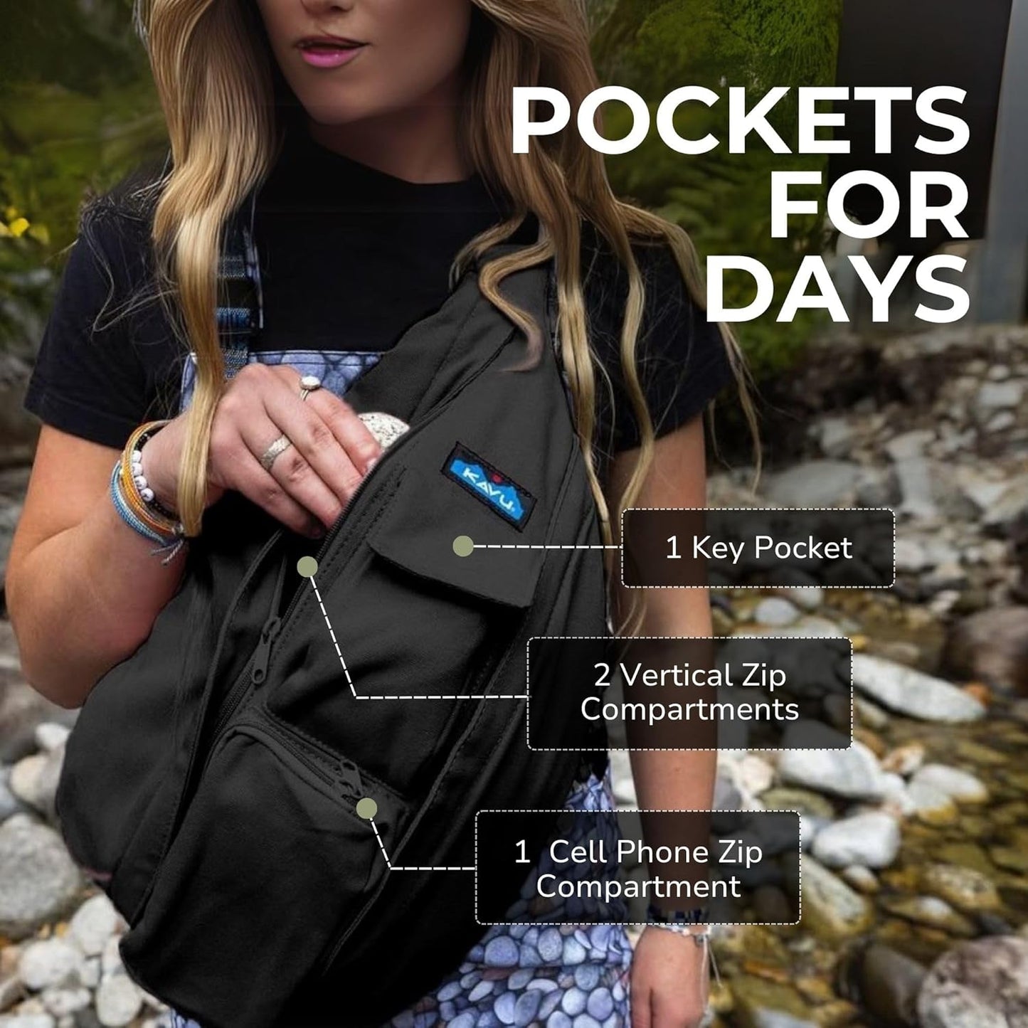 KAVU Rope Bag - Sling Pack for Hiking, Camping, and Commuting