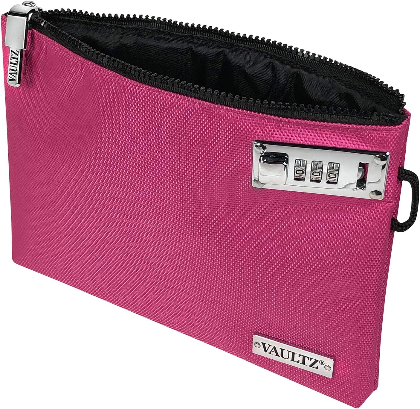 Vaultz Money Bag with Lock - 5 x 7 Inch, Men & Women's Locking Accessories Pouch for Cash, Bank Deposits, Wallet, Medicine, Phone and Credit Cards - BERRY