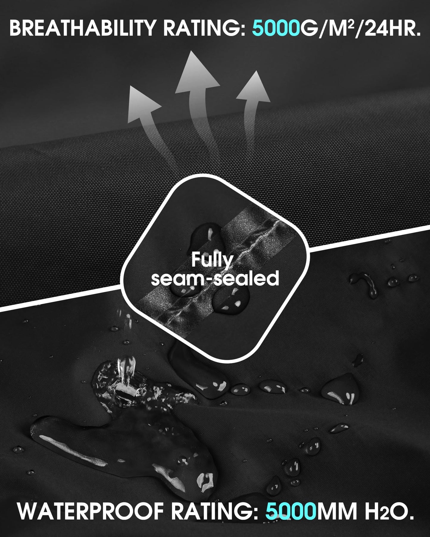 33,000ft Packable Rain Pants for Men Waterproof Hiking Pants Lightweight Rain Pants Outdoor Windproof Pant for Golf, Fishing Black