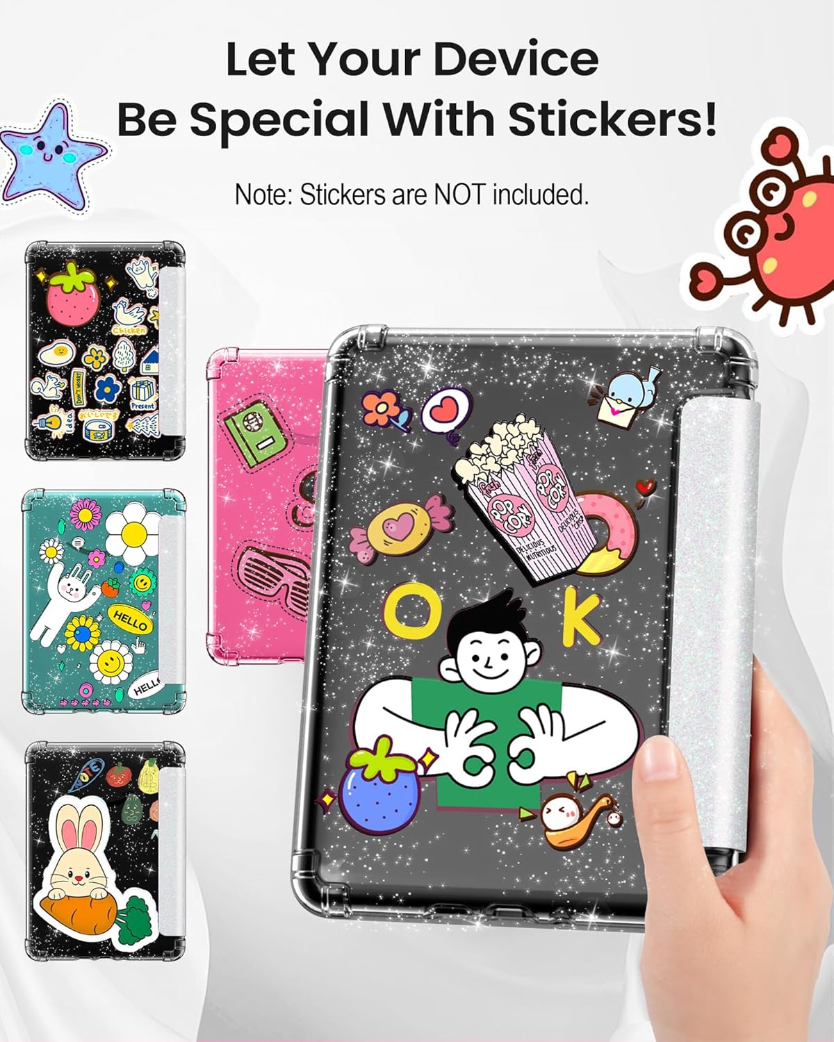 MoKo Case for All-New 7" Kindle Paperwhite 2024 12th Gen&Kindle Colorsoft Signature Edition 2024,Ultra Clear Soft Flexible Glitter TPU Back Cover Light Shell with Auto Wake/Sleep, Glitter Purple
