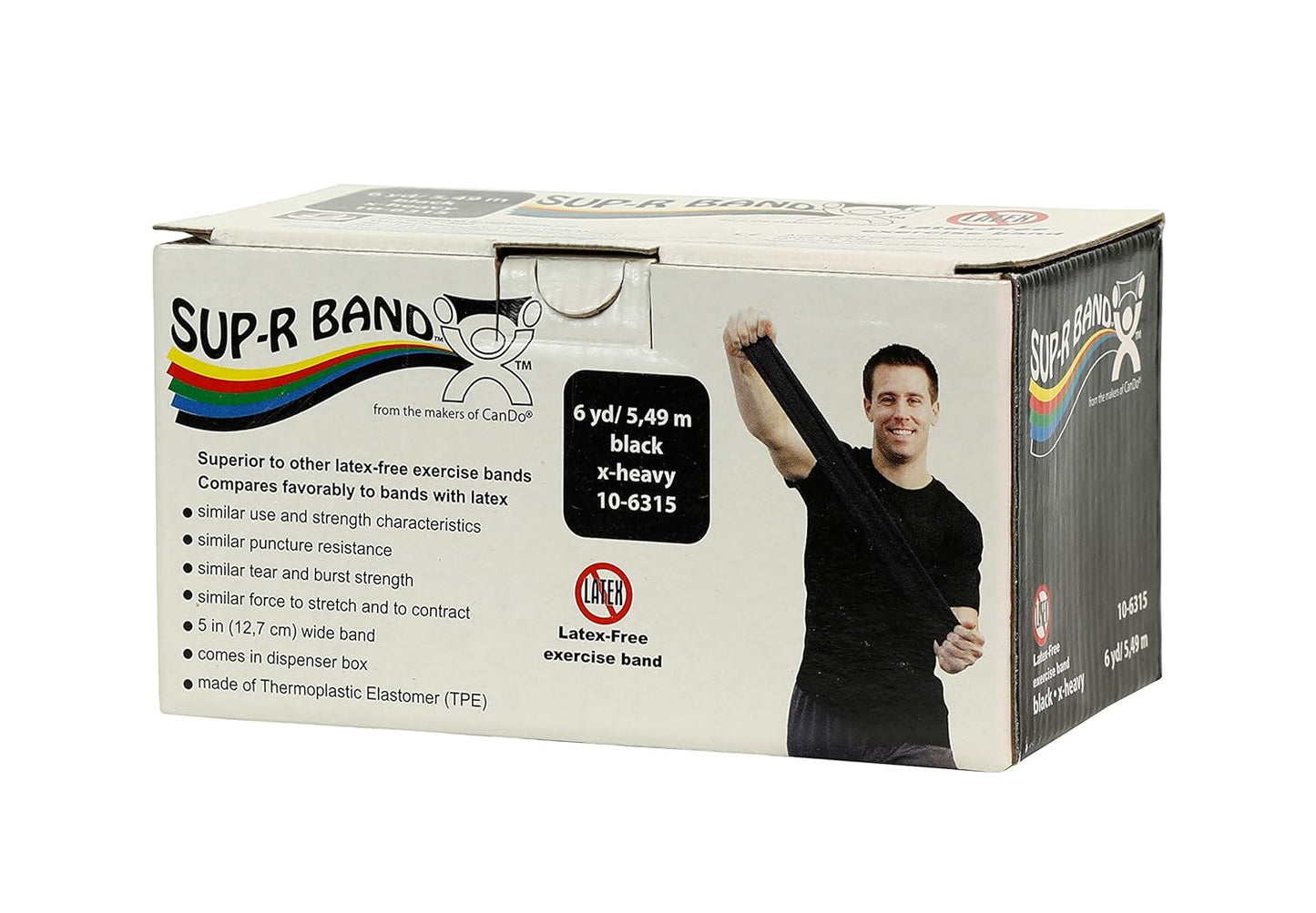 CanDo 10-6323 Sup-R Latex Free Exercise Band, 50yds Length, Green-Medium