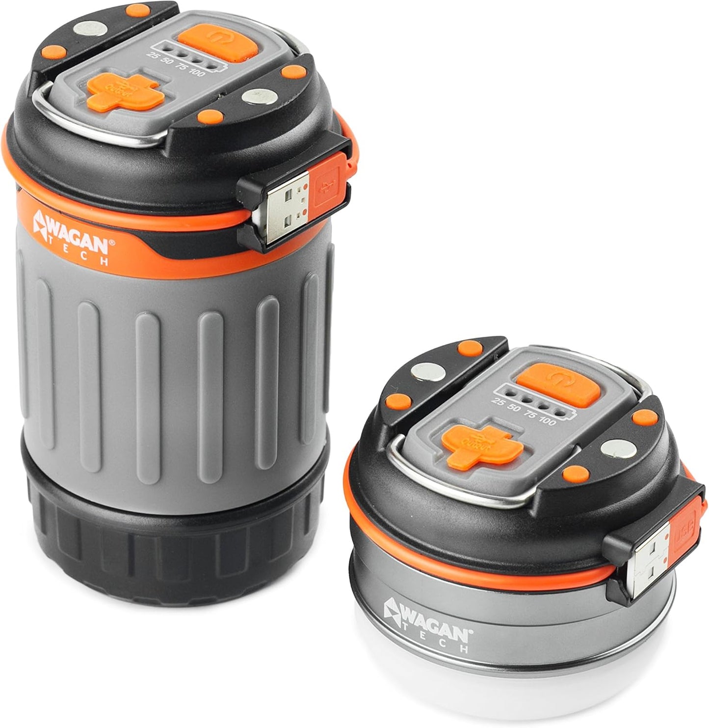 WAGAN EL4304 LED Camping Collapsible Lantern USB Rechargeable 240LM Flashlight Hanging Hooks Magnetic Base for Emergency Outdoor Hiking Home and Car