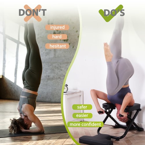 BODYRHYTHM Yoga Headstand Bench, Yoga Inversion Chair, Headstand Trainer for Relieve Stress, Improve Sleep & Digestion and Strength Training, Ideal for Home Workout, Fitness and Gym (Black)