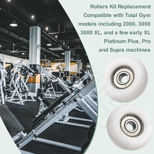 Qty.4 Machined Wheels/Rollers 626Z Ball Bearing for Total Gym Wheels/Rollers 2000, 3000, 3000 XL, and a Few Very Early XL, Platinum Plus, Pro, Supra (White)