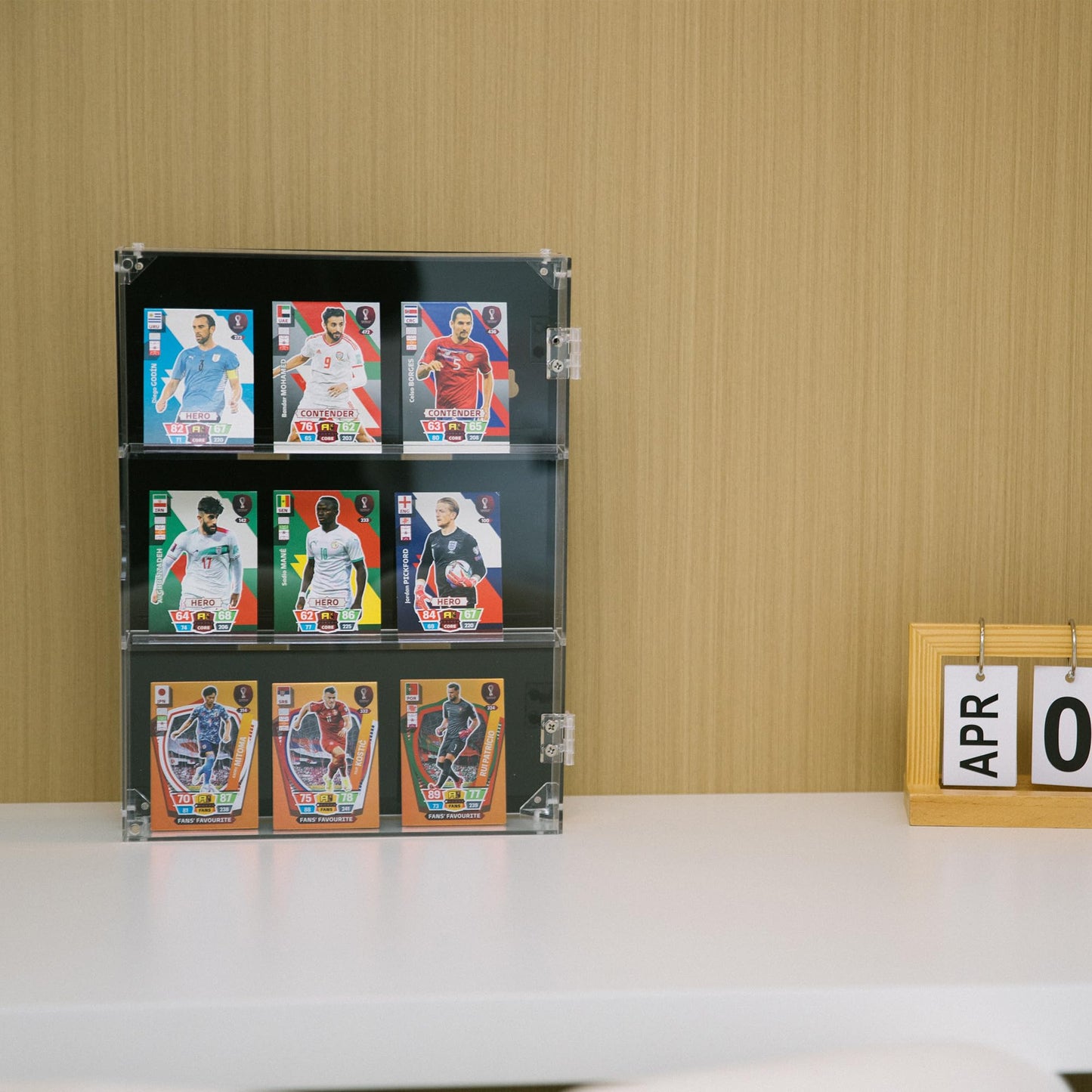 GENMOUS Card Display Case - Acrylic Sports Baseball Card Display Frame Wall Mount with UV Protection Clear View - Trading Card Display Case with Magnetic Door for Football Basketball Hockey,Vertical