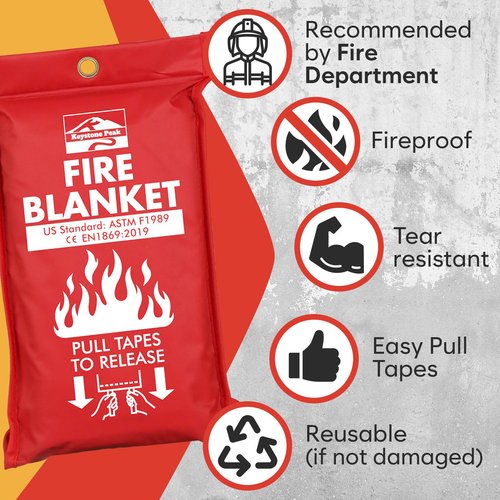 KP Emergency Fire Blanket - 4 Pack 40ā x 40ā - Be a Hero & Save Your Home - Fire Suppression Blanket for Kitchen, Fire Blanket for Home and Kitchen, Fiberglass Fire Blanket