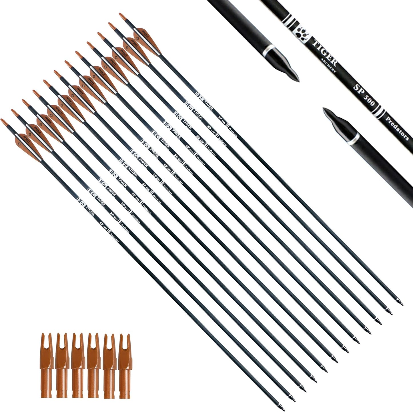 30Inch Carbon Arrow Practice Hunting Arrows with Removable Tips for Compound & Recurve Bow(Pack of 12)