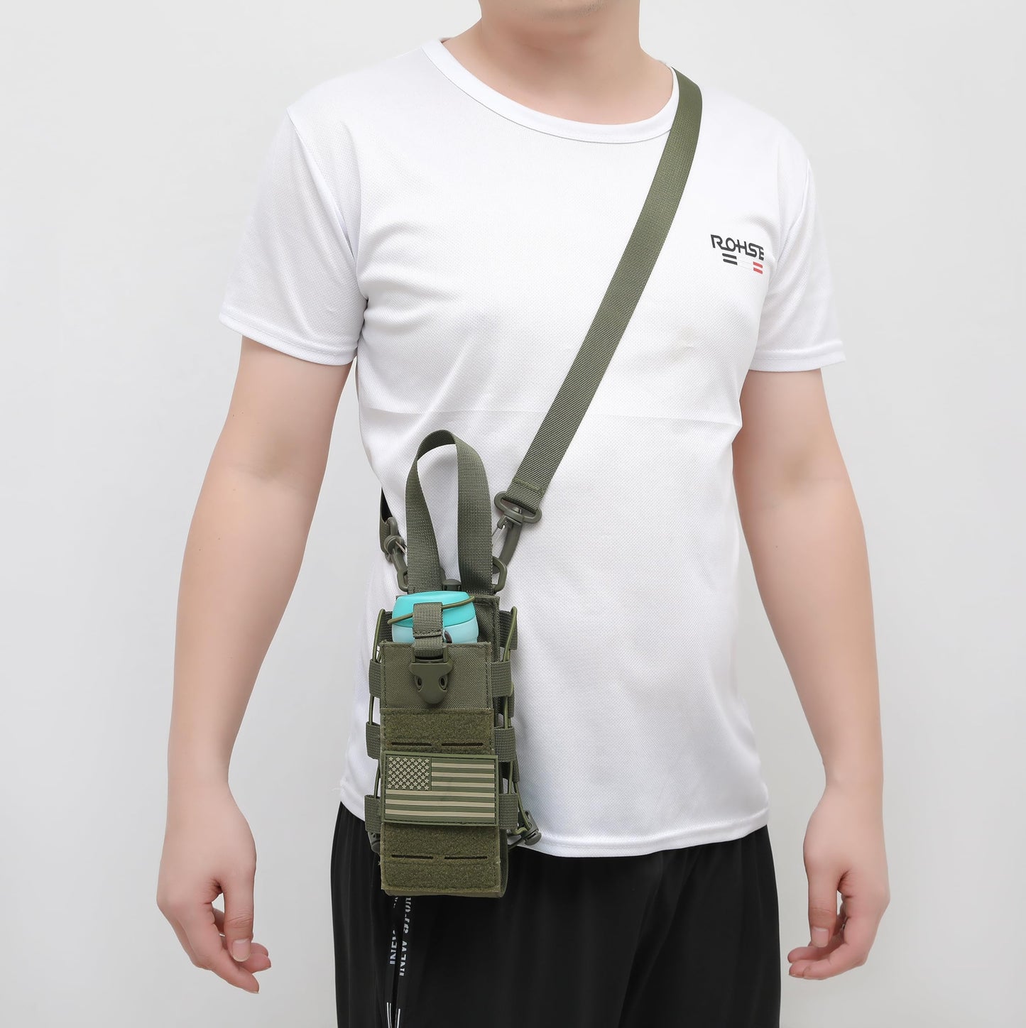 Molle Water Bottle Holder Molle Pouch Carrier,Tactical Water Bottle Pouch,Water Bottle Carrier with Strap,Tactical Molle Water Bottle Pouch,Water Bottle Holder Carrier for Walking (2 PCS GREEN)
