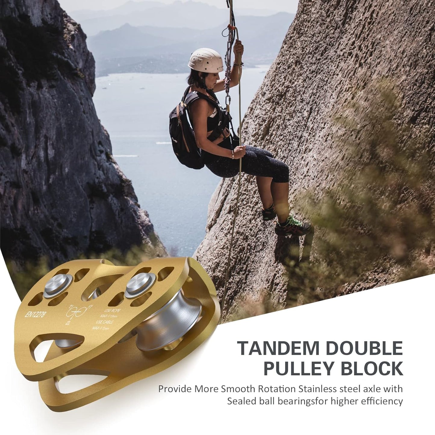 Lixada Zipline Pulley 30KN Trolley Rescue for 1/4 5/16 3/8 1/2 Cable Backyard Zipline, Hauling, Rigging and Commercial Purposes,Holds Upto 6700lbs