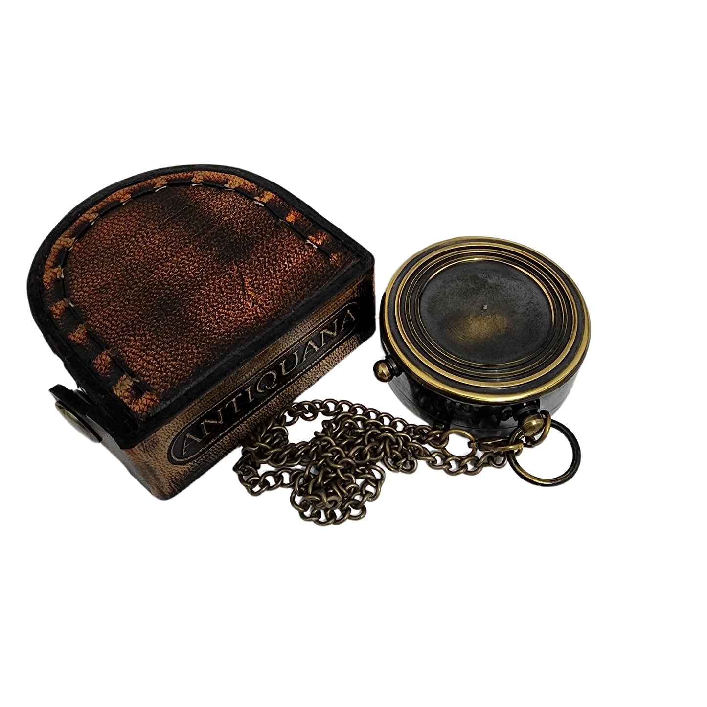ANTIQUANA Trust in The Lord Engraved Compass with Authentic Leather Case Brass Compass Directional Compass, Baptism Gifts for Boys & Girls, First Communion (May Your Faith withLeather case)