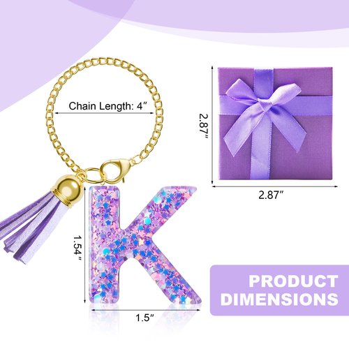 MOYOHIM Letter Charm for Stanley Cup, Cute Initial Keychain Charm for Handle, Purple Handle Accessories for Stanley Tumbler for Girls Women (Letter K)