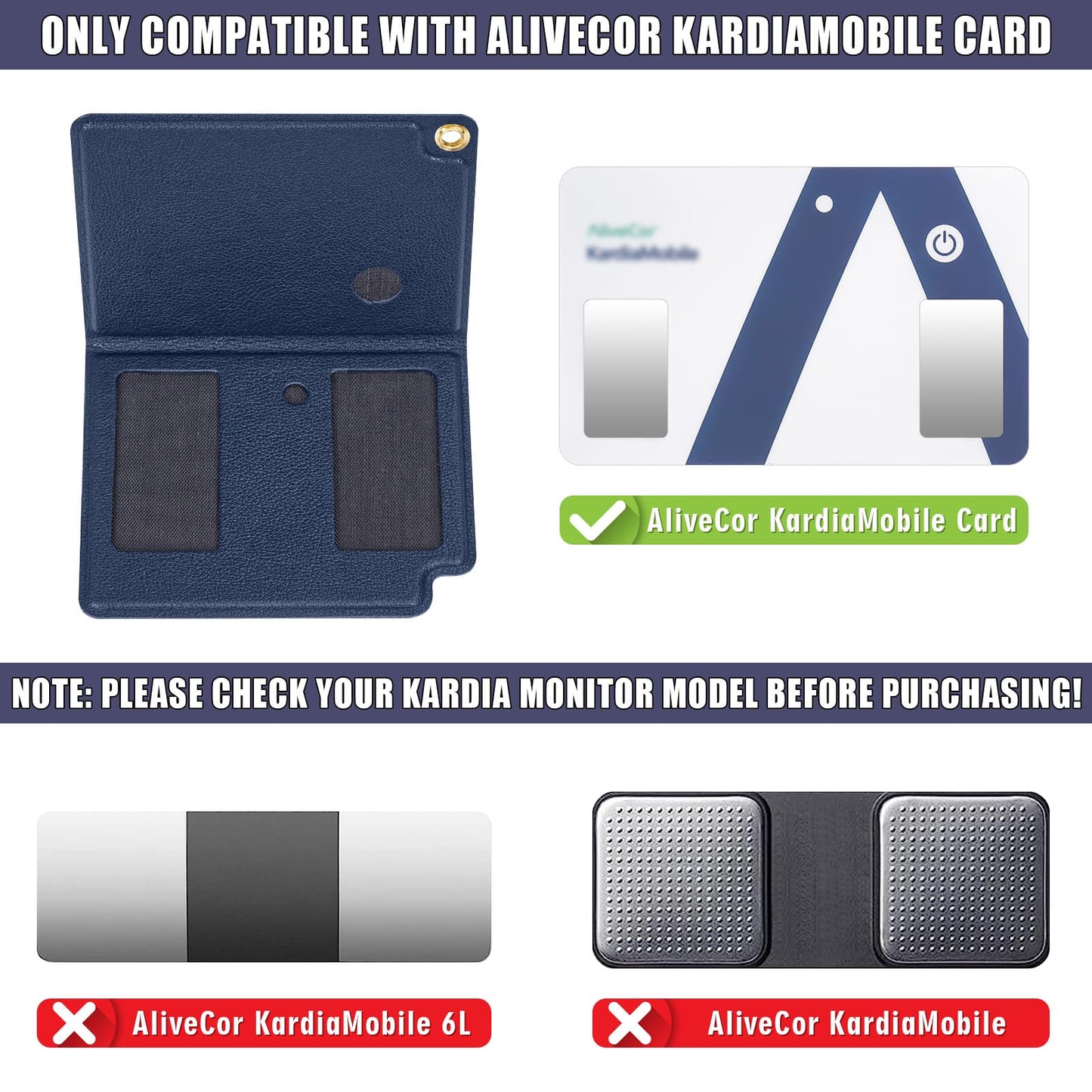 MGZNMTY Portable Hard Travel Case for AliveCor Kardia Mobile Card Heart Rate Monitor/Kardiamobile Card Personal EKG Monitor Devices (Case Only)(Navy Blue)
