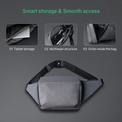 KORIN Anti-Cut Sling Bag for Men and Women Waterproof Chest Bag Daypack Crossbody Backpack fit 9.7 Ipad for Travel Sport Running Hiking