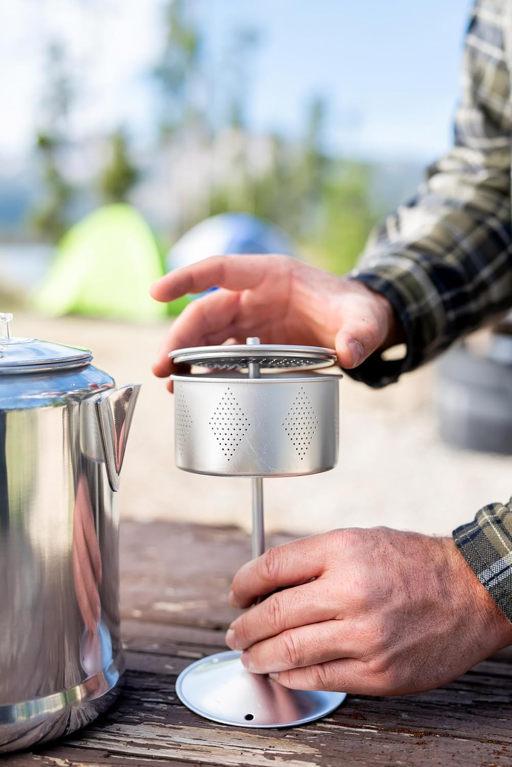 Stansport Aluminum Percolator Coffee Pot with Wire Handle