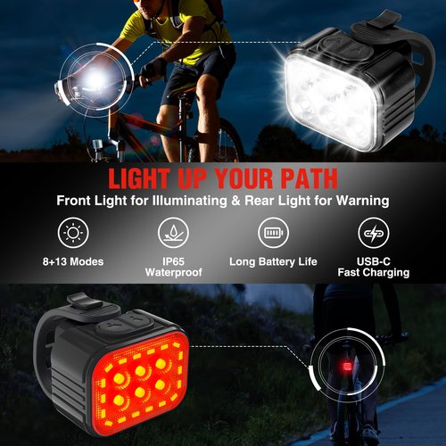WORKPRO Bike Lights Set - Blue & WORKPRO Bike Lights Set - Black