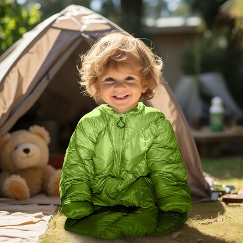 AZITREK T40 Toddler Sleeping Bags Boys Girls | Ages 2-4 | Puffy Kids Sleeping Bag Camping Outdoor |up to 46 in| Lightweight Compact Comfort for Indoor Sleepover | Machine Washable (Garnish Green)