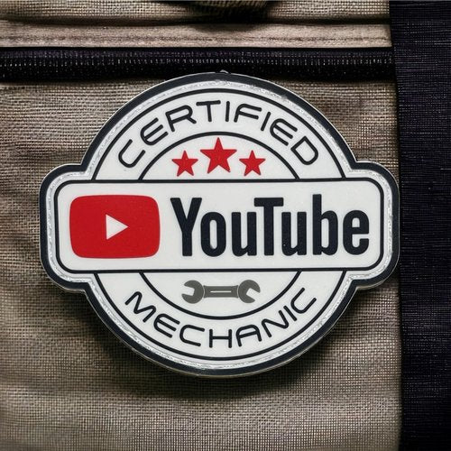 Certified YouTube Mechanic PVC Patch - Funny Morale Patch for Tool Box, Hard Hat, Vest, Gear Bag, Tactical Backpacks | Expert Mechanic Accessories, Lineman, Electrician, Construction Worker Gifts