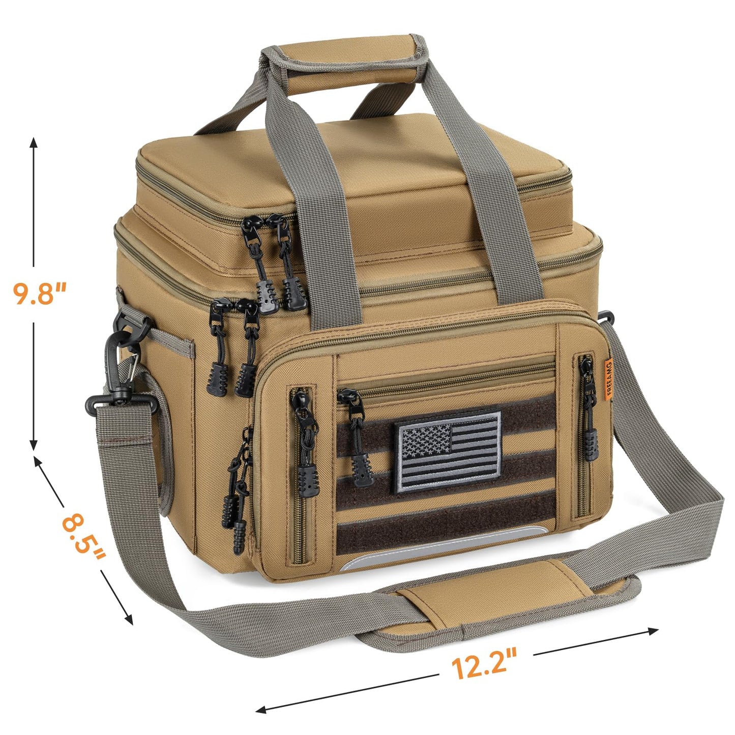 FREEAMG Fishing Tackle Bags - Padded Shoulder Strap Fishing Bags -Saltwater & Freshwater Fishing Bag - Gear Storage for Tackle Box (Kahki) (Does not come with box)