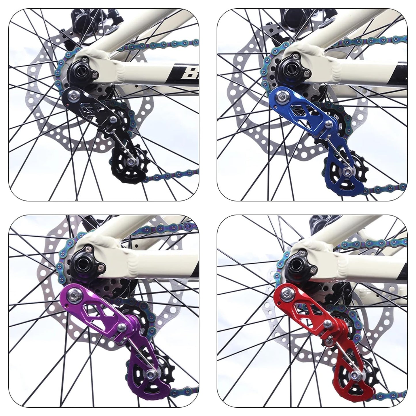 JFOYH Single Speed Chain Tensioner with Multi-segment Tension Adjustment and Double Spring Chain Guide, Ultra-Smooth Mountain Bike Chain Tensioner - Noiseless Performance, Easy Installation