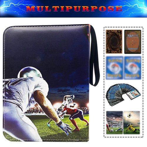 900 Cards Football Card Binder, 9-Pocket Card Collections Trading Card Binder 50 Pages Double-Sided Cards Holder with Zipper 3-Ring Card Album for Sports Football Card Sleeves Protectors