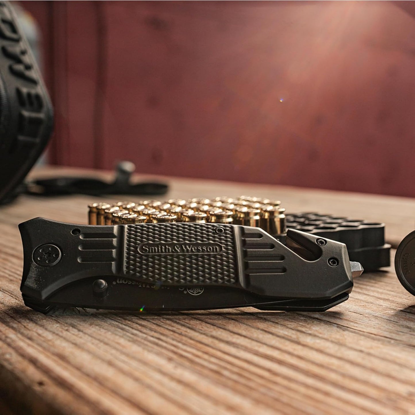 Smith & Wesson SWFR2S 8in High Carbon S.S. Folding Knife with 3.3in Tanto Point Serrated Blade and Aluminum Handle for Outdoor, Tactical, Survival and EDC