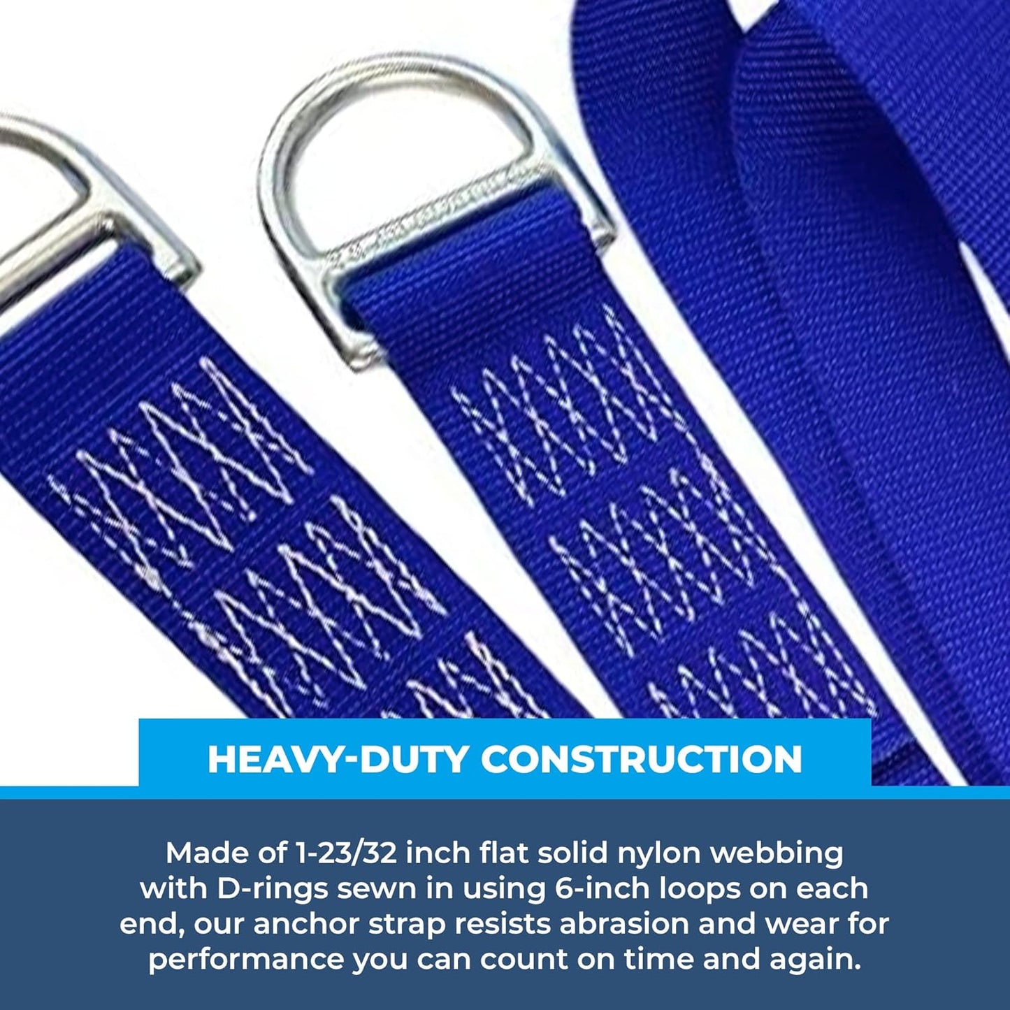 Rock-N-Rescue Professional Nylon Web Anchor Strap - Safety-Rated D-Ring Configuration, Heavy-Duty Fall Protection Equipment, Multiple Lengths 36-180 Inch, Industrial Safety Gear
